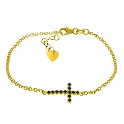 ALARRI 0.3 CTW 14K Solid Gold Horizontal Cross Sapphire Bracelet