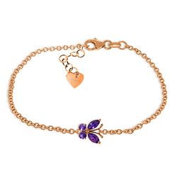 ALARRI 0.6 Carat 14K Solid Rose Gold Butterfly Bracelet Amethyst