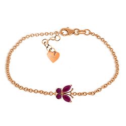 ALARRI 0.6 Carat 14K Solid Rose Gold Butterfly Bracelet Ruby