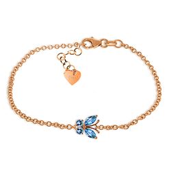 ALARRI 0.6 Carat 14K Solid Rose Gold Butterfly Bracelet Blue Topaz