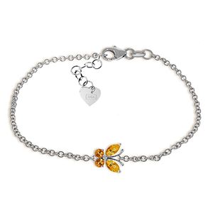 ALARRI 0.6 Carat 14K Solid White Gold Butterfly Bracelet Citrine