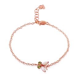 ALARRI 0.6 Carat 14K Solid Rose Gold Butterfly Bracelet Opal Peridot