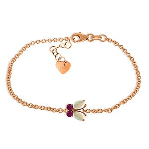 ALARRI 0.6 CTW 14K Solid Rose Gold Butterfly Bracelet Opal Ruby