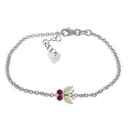 ALARRI 0.6 Carat 14K Solid White Gold Coming Down Love Opal Ruby Bracelet