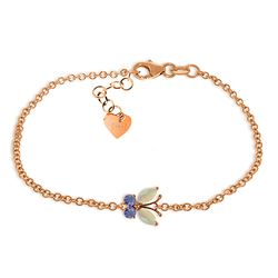 ALARRI 0.6 Carat 14K Solid Rose Gold Butterfly Bracelet Opal Tanzanite
