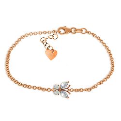 ALARRI 0.6 Carat 14K Solid Rose Gold Butterfly Bracelet Aquamarine