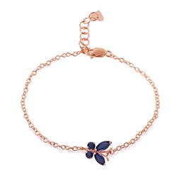 ALARRI 0.6 Carat 14K Solid Rose Gold Butterfly Bracelet Sapphire
