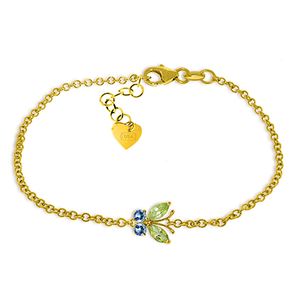 ALARRI 0.6 Carat 14K Solid Gold Flutter Peridot Blue Topaz Bracelet