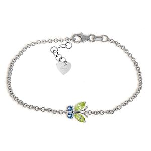 ALARRI 0.6 CTW 14K Solid White Gold Going To Pieces Peridot Blue Topaz Bracelet