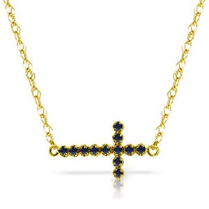 ALARRI 0.3 Carat 14K Solid Gold Horizontal Cross Sapphire Necklace