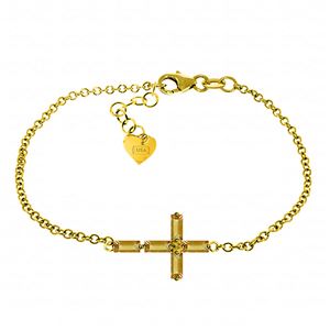 ALARRI 1.15 Carat 14K Solid Gold Cross Bracelet Natural Citrine
