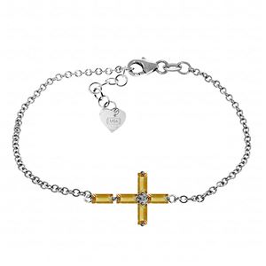 ALARRI 1.15 Carat 14K Solid White Gold Cross Bracelet Natural Citrine