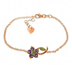 ALARRI 0.87 CTW 14K Solid Rose Gold Flower Bracelet Amethyst Peridot