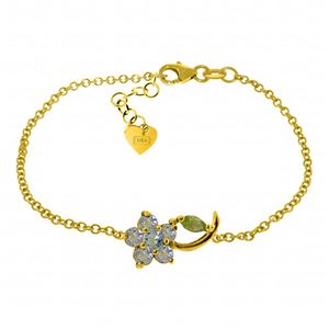 ALARRI 0.87 CTW 14K Solid Gold Flower Bracelet Aquamarine Peridot