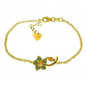 ALARRI 0.87 Carat 14K Solid Gold Flower Bracelet Citrine Peridot