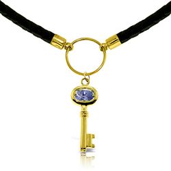 ALARRI 0.5 Carat 14K Solid Gold Leather Key Necklace Tanzanite