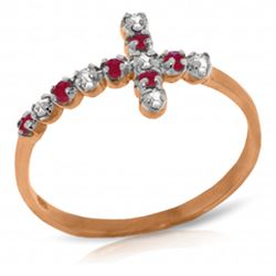 ALARRI 0.24 CTW 14K Solid Rose Gold Cross Ring Diamond Ruby