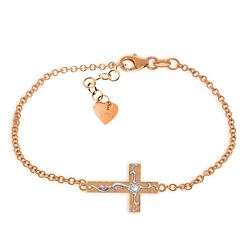 ALARRI 0.05 Carat 14K Solid Rose Gold Cross Bracelet Natural Diamond