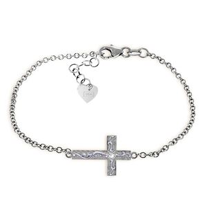 ALARRI 0.05 Carat 14K Solid White Gold Cross Bracelet Natural Diamond