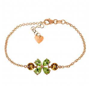 ALARRI 3.15 Carat 14K Solid Rose Gold Bracelet Peridot Citrine