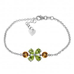 ALARRI 3.15 Carat 14K Solid White Gold Bracelet Peridot Citrine