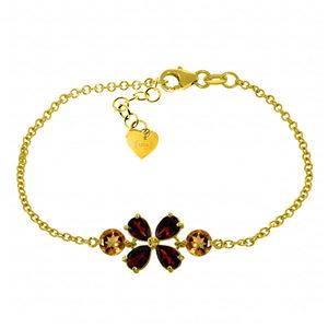 ALARRI 3.15 Carat 14K Solid Gold Bracelet Garnet Citrine