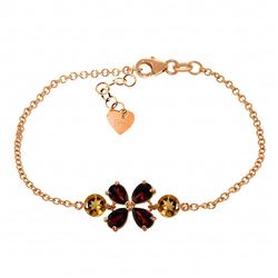 ALARRI 3.15 CTW 14K Solid Rose Gold Bracelet Garnet Citrine