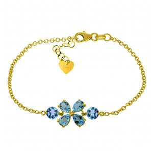 ALARRI 3.15 Carat 14K Solid Gold Bracelet Natural Blue Topaz