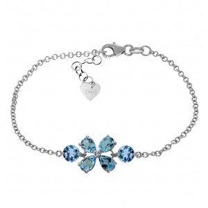 ALARRI 3.15 Carat 14K Solid White Gold Bracelet Natural Blue Topaz