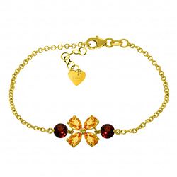 ALARRI 3.15 Carat 14K Solid Gold Bracelet Citrine Garnet