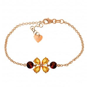 ALARRI 3.15 Carat 14K Solid Rose Gold Bracelet Citrine Garnet