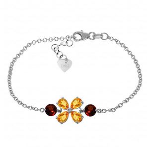 ALARRI 3.15 Carat 14K Solid White Gold Bracelet Citrine Garnet