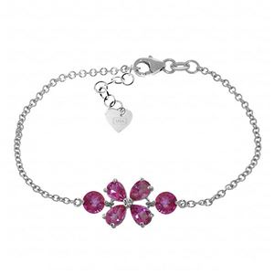 ALARRI 3.15 Carat 14K Solid White Gold Bracelet Natural Pink Topaz