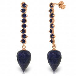 ALARRI 29.2 CTW 14K Solid Rose Gold Drop Briolette Sapphire Earrings