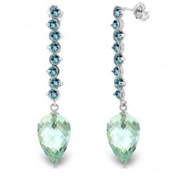 ALARRI 25.6 CTW 14K Solid White Gold Drop Briolette Blue Topaz Earrings