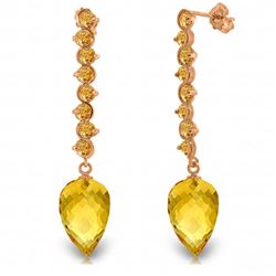 ALARRI 22.1 Carat 14K Solid Rose Gold Drop Briolette Citrine Earrings