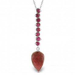 ALARRI 14.55 Carat 14K Solid White Gold Necklace Pointy Briolette Drop Ruby