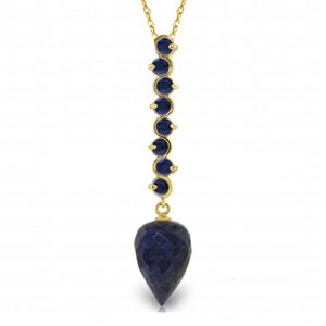 ALARRI 14.55 CTW 14K Solid Gold Necklace Pointy Briolette Drop Sapphire