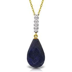 ALARRI 8.88 CTW 14K Solid Gold Necklace Briolette Drop Sapphire