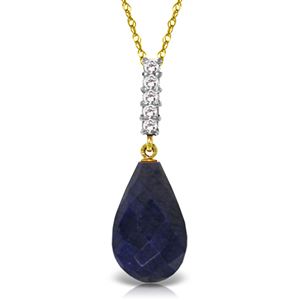 ALARRI 8.88 CTW 14K Solid Gold Necklace Briolette Drop Sapphire