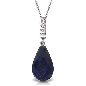 ALARRI 8.88 Carat 14K Solid White Gold Necklace Briolette Drop Sapphire