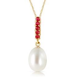 ALARRI 4.2 CTW 14K Solid Gold Necklace Ruby Briolette Pearl