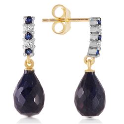 ALARRI 6.9 CTW 14K Solid Gold Diamond Sapphire Earrings Dangling Briolet
