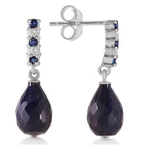 ALARRI 6.9 Carat 14K Solid White Gold Diamond Sapphire Earrings Dangling Briolett