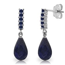 ALARRI 7 Carat 14K Solid White Gold Sapphire Earrings Briolette Dangling Sapph