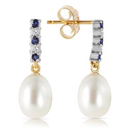 ALARRI 8.3 CTW 14K Solid Gold Diamond Sapphire Earrings Dangling Briolet