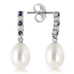 ALARRI 8.3 CTW 14K Solid White Gold Diamond Sapphire Earrings Dangling Briolet