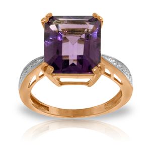 ALARRI 5.62 CTW 14K Solid Rose Gold Ring Natural Diamond Amethyst