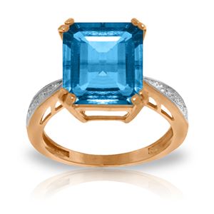 ALARRI 7.62 Carat 14K Solid Rose Gold Ring Natural Diamond Blue Topaz