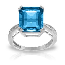 ALARRI 7.62 Carat 14K Solid White Gold Ring Natural Diamond Blue Topaz